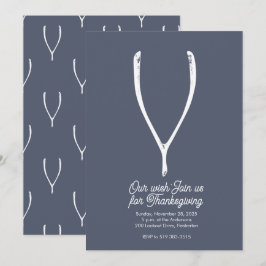 Wishbone Thanksgiving Invitation Kaart