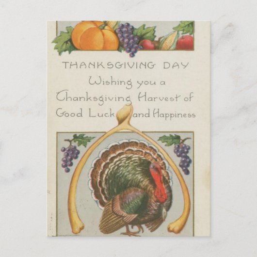  Wishbone Turkije druiven Thanksgiving Briefkaart (Voorkant)