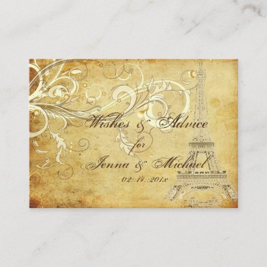WISHES & ADVICE EIFFEL TOWER/CREAM SWIRLS ADVIESKAART (Voorkant)