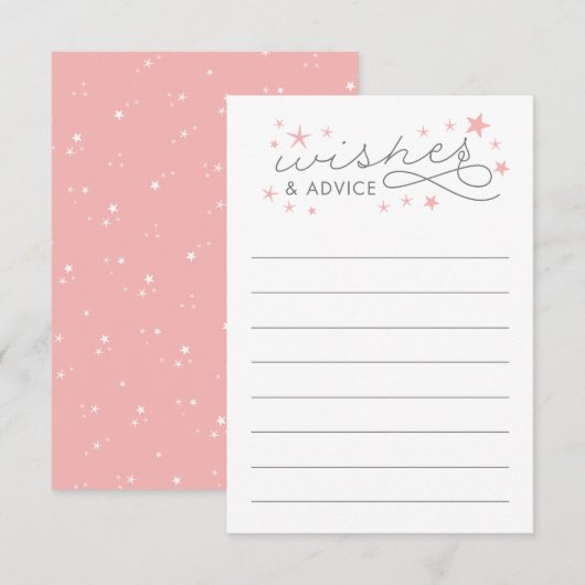 Wishes and Advice Star Baby shower Game Kaart (Voorkant / Achterkant)