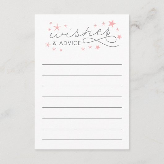 Wishes and Advice Star Baby shower Game Kaart (Voorkant)