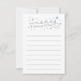 Wishes and Advice Star Baby shower Game Kaart Blue