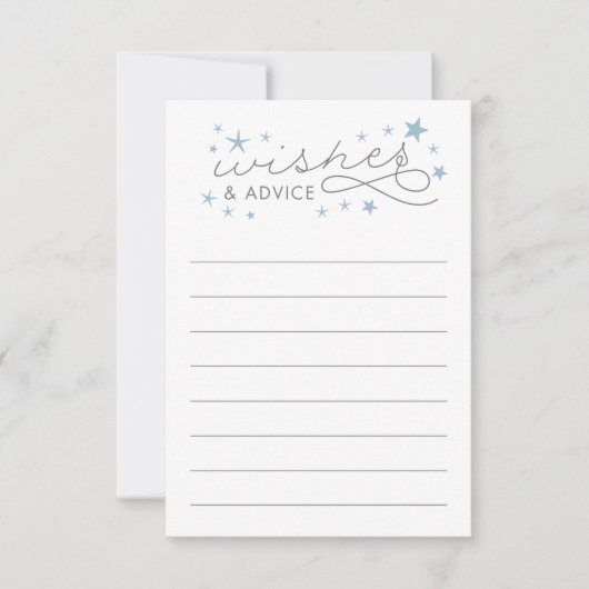 Wishes and Advice Star Baby shower Game Kaart Blue (Voorkant)