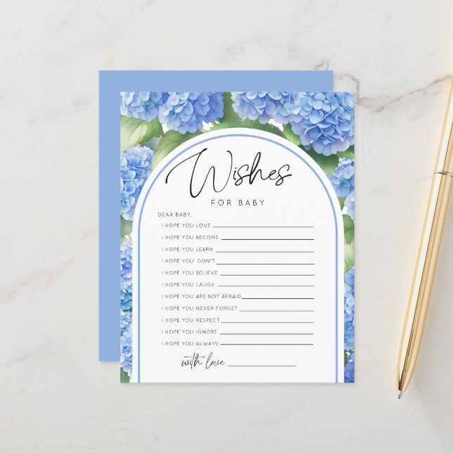 Wishes Blue Hydrangea Het is een Boy Baby shower G (Voorkant / Achterkant in situ)