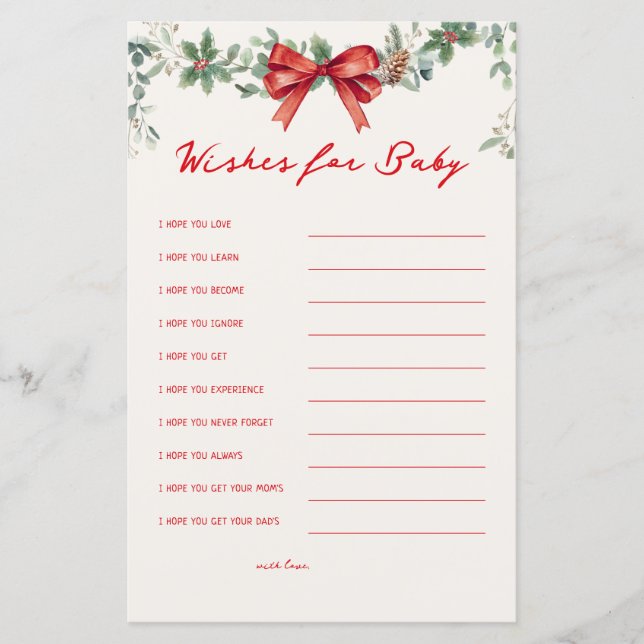 Wishes For Baby Christmas Baby Shower Games (Voorkant)