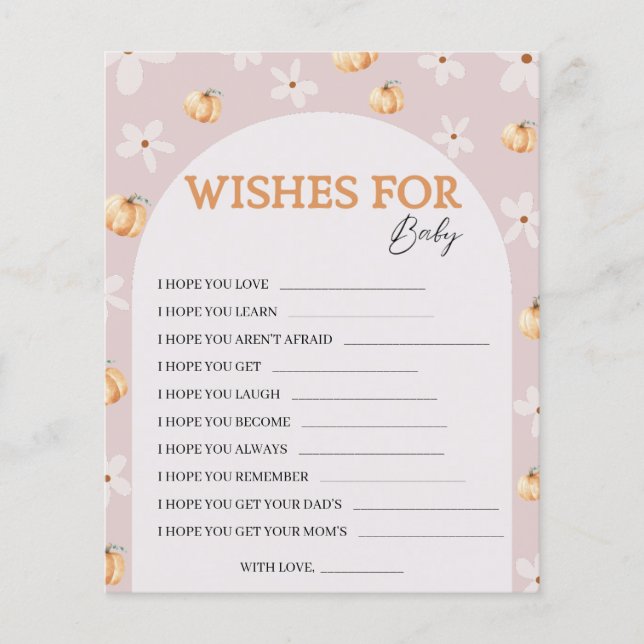 Wishes for Baby Fall Baby Shower Game Card (Voorkant)