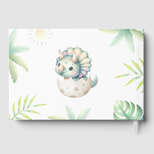 Wishes For Baby Girl Cute Dinosaur Guest Book Gastenboek (Achterkant)