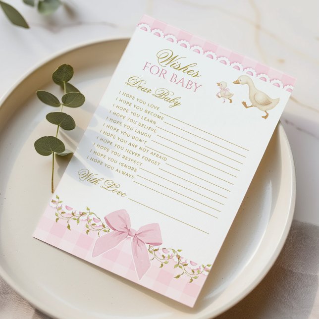 Wishes for baby Silly Goose Pink Baby Shower card (Creator heeft geüpload)