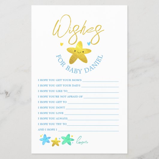 Wishes for Baby Twinkle Star Baby shower Game Flyer (Voorkant)