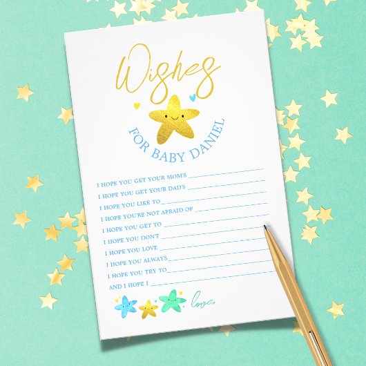 Wishes for Baby Twinkle Star Baby shower Game Flyer