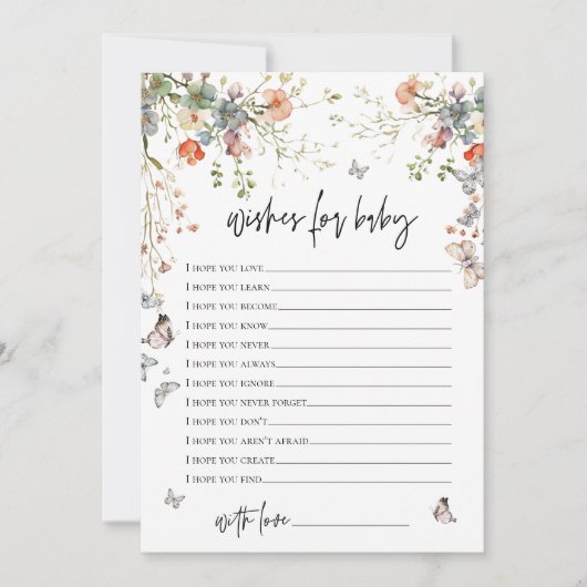 Wishes for Baby Wildflower Baby Shower Kaart (Voorkant)