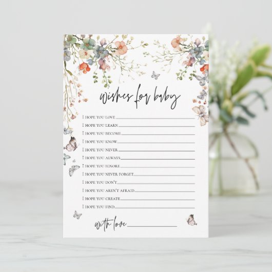 Wishes for Baby Wildflower Baby Shower Kaart (Staand voorkant)
