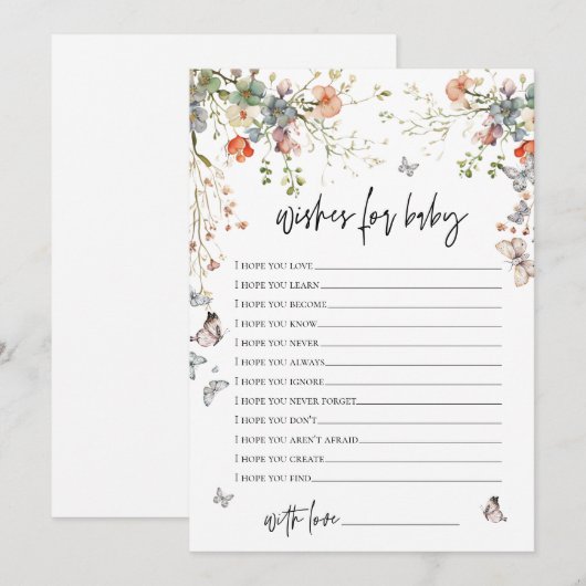Wishes for Baby Wildflower Baby Shower Kaart (Voorkant / Achterkant)