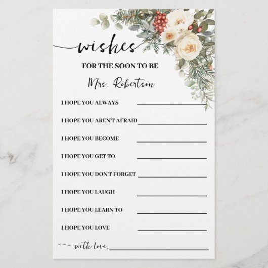 Wishes for Soon to be Mrs Winter Shower Card Flyer (Voorkant)