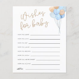 Wishes op Baby Blue Tan Balloons Advice Kaart