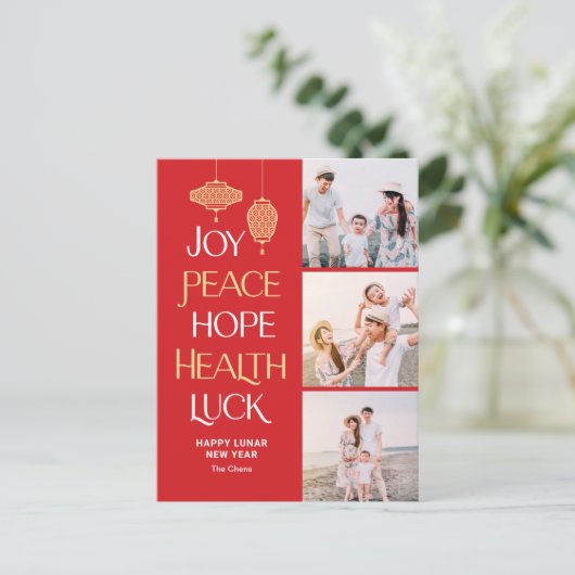 Wishful Words Chinees Nieuwjaar Briefkaart (Staand voorkant)