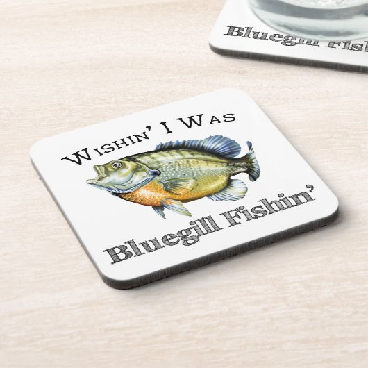 Wishin I was Bluegill Fishin Bier Onderzetter (Linkerzijde)