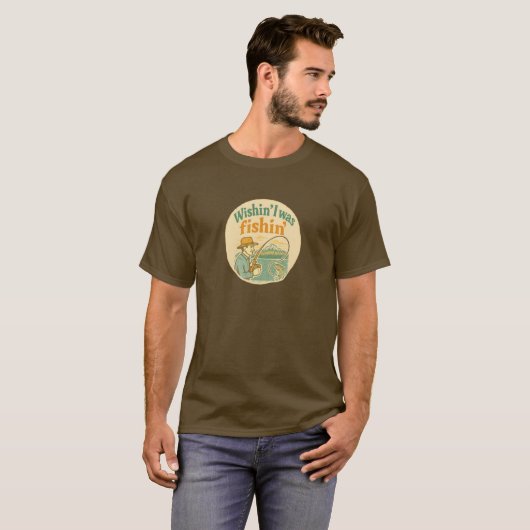 Wishin' I was fishin' T-Shirt (Voorkant volledig)