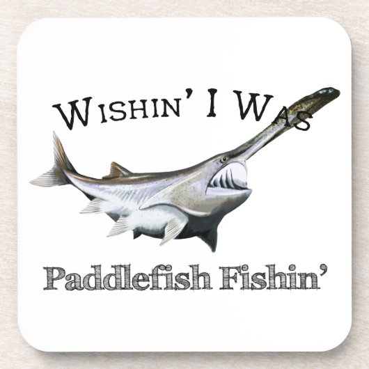 Wishin I was Paddlefish Fishing Bier Onderzetter (Voorkant)