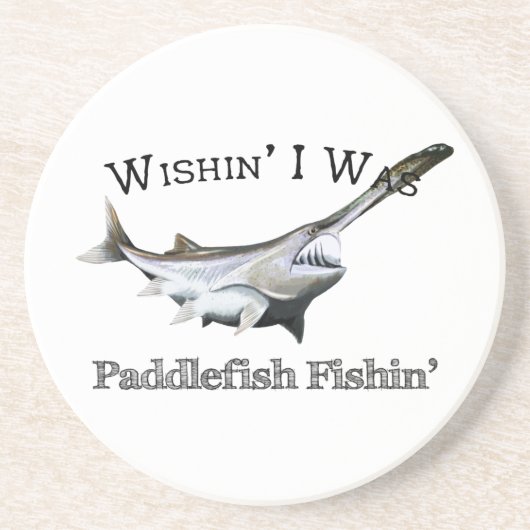 Wishin I was Paddlefish Fishing Zandsteen Onderzetter (Voorkant)
