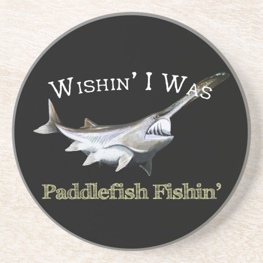 Wishin I was Paddlefish Fishing Zandsteen Onderzetter (Voorkant)