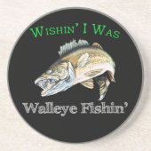 Wishin I was Walleye Fishin Zandsteen Onderzetter (Voorkant)