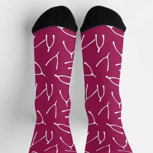 Wishing Botten Wishbone Pattern Roze Wit Sokken (Top)