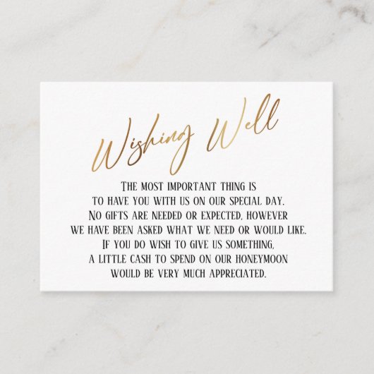 Wishing Good Modern Gold Handwriting Wedding Informatiekaartje (Voorkant)