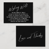 Wishing Good Modern Handwriting Black & White Informatiekaartje (Voorkant / Achterkant)