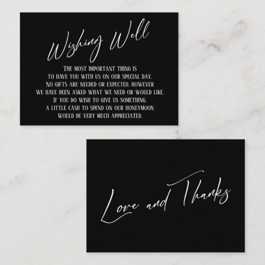 Wishing Good Modern Handwriting Black & White Informatiekaartje (Voorkant / Achterkant)