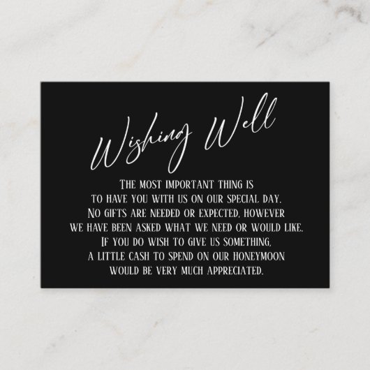 Wishing Good Modern Handwriting Black & White Informatiekaartje (Voorkant)