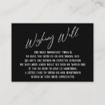 Wishing Good Modern Handwriting Black & White Informatiekaartje<br><div class="desc">Deze eenvoudige, kenmerkende kaarttussenvoegsels werden ontworpen om andere punten in een het groeien gebeurtenisreeks aan te passen die een moderne casual het handschrijven doopvont over een duidelijke achtergrond kenmerkt u in om het even welke kleur kunt veranderen u houdt van. Aan de voorkant lees je "Wishing Well" in het uitgeruste...</div>