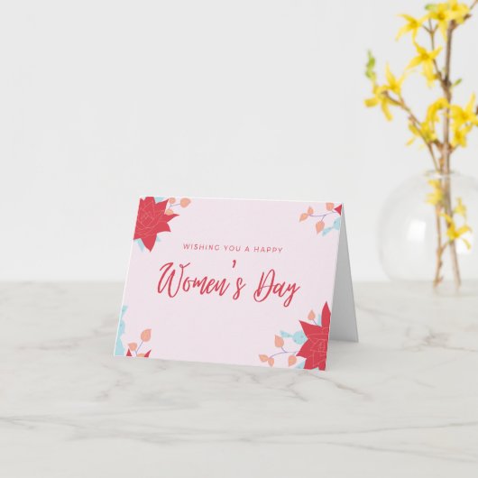 Wishing happy women's day roze kaart (Gele Bloem)