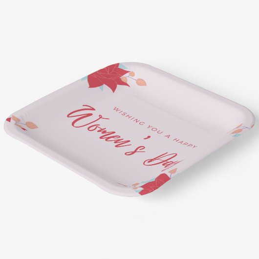 Wishing happy women's day roze papieren bordje (Gebogen)