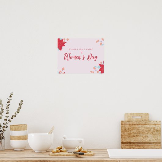 Wishing happy women's day roze poster (Keuken)