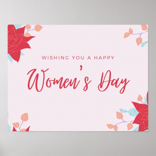 Wishing happy women's day roze poster (Voorkant)