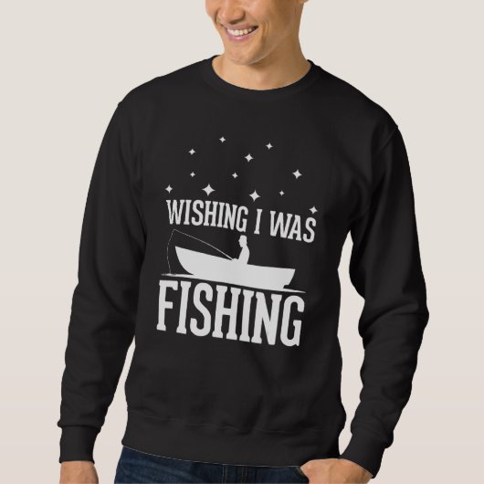 Wishing I was Fishing - funny Fishing lover anglin Trui (Voorkant)