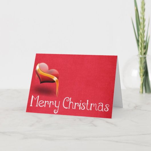 Wishing Merry kerst Red Heart Feestdagen Kaart (Voorkant)