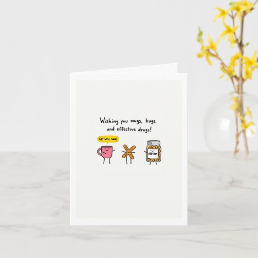Wishing mugs hugs and effective drugs card kaart (Gele Bloem)