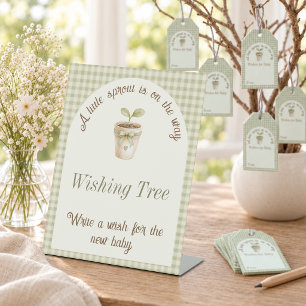 Wishing Tree Little Sprout Baby Shower Reclamebord Met Voetstuk