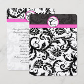 Wishing well-Black Damask Hot-Roze sierstrip Informatiekaartje (Voorkant / Achterkant)