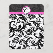 Wishing well-Black Damask Hot-Roze sierstrip Informatiekaartje (Voorkant)