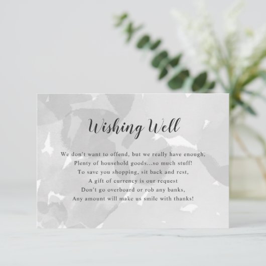 Wishing Well Bruidsfeestje | grijze waterverf Kaart (Staand voorkant)