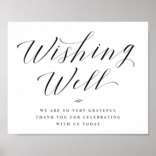 Wishing Well Elegant Calligraphy Wedding Sign Poster (Voorkant)