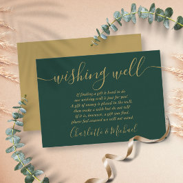 Wishing Well Emerald Groen en Gouden Bruiloft Informatiekaartje