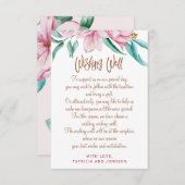 Wishing well glam floral roze koper script informatiekaartje (Voorkant / Achterkant)
