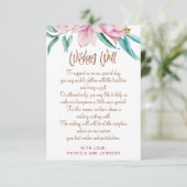 Wishing well glam floral roze koper script informatiekaartje (Staand voorkant)