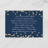 Wishing Well Gold Faux Glitter Confetti Navy Blue Informatiekaartje (Achterkant)