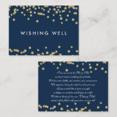 Wishing Well Gold Faux Glitter Confetti Navy Blue Informatiekaartje (Voorkant / Achterkant)