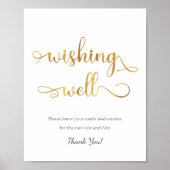 "Wishing Well" Gold White trendy Wedding Sign Poster (Voorkant)